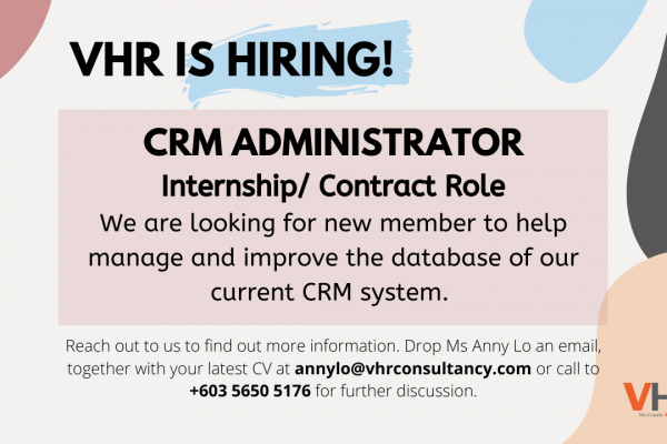 VHR is hiring! We are looking to hire a CRM Administrator to join the team.